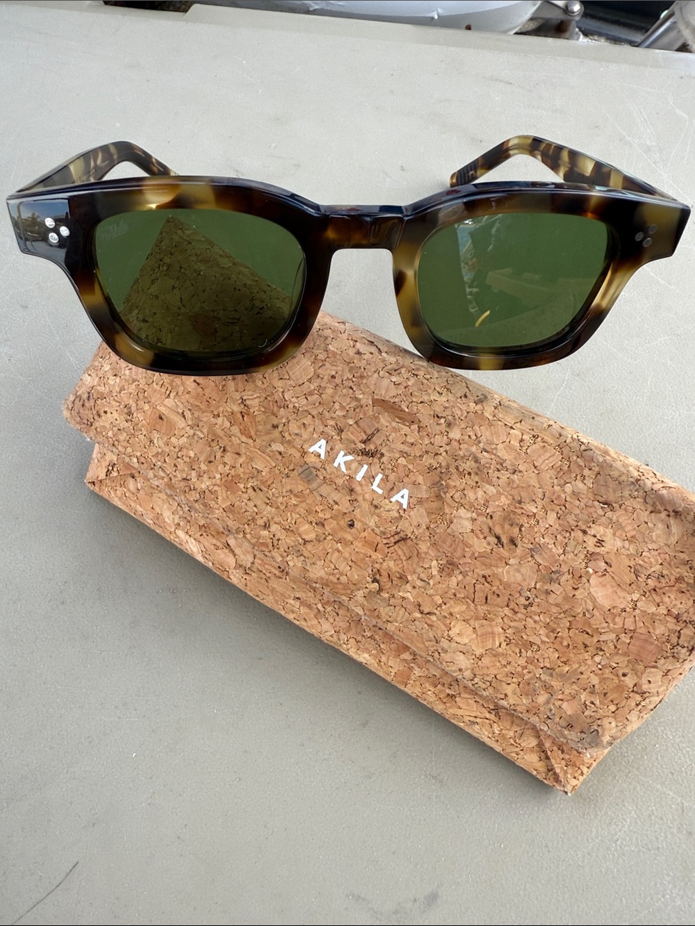 Tortoiseshell Frame Sunglasses with Green Lenses